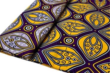 PURPLE YELLOW MOSAIC Afrikanischer Wax Print Stoff